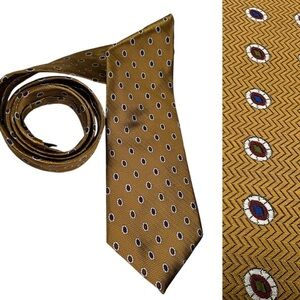 Zianetti Italian silk men’s necktie tie geo artsy print office business work